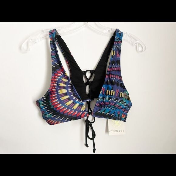 Cyn & Luca Bikini Top Multi Color Tie Back - Picture 2 of 8